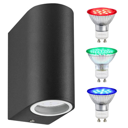 6w Red,Green, Blue Coloured LED Up Down Wall Light Black Body - Energy Light Bulbs - Free delivery on all orders