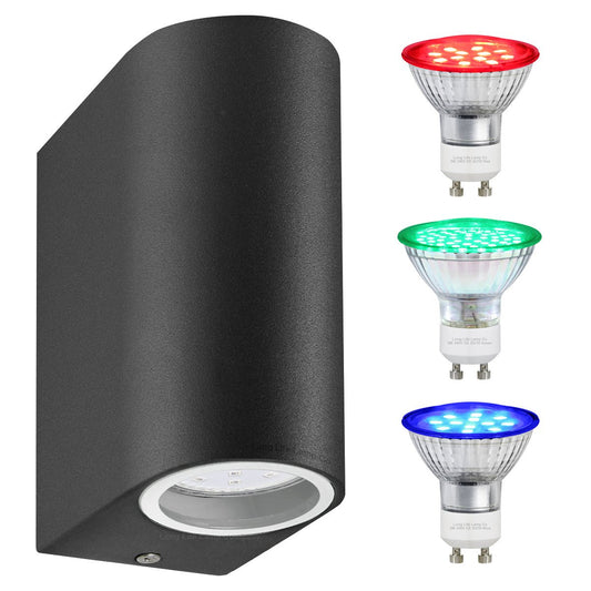 6w Red,Green, Blue Coloured LED Up Down Wall Light Black Body - Energy Light Bulbs - Free delivery on all orders