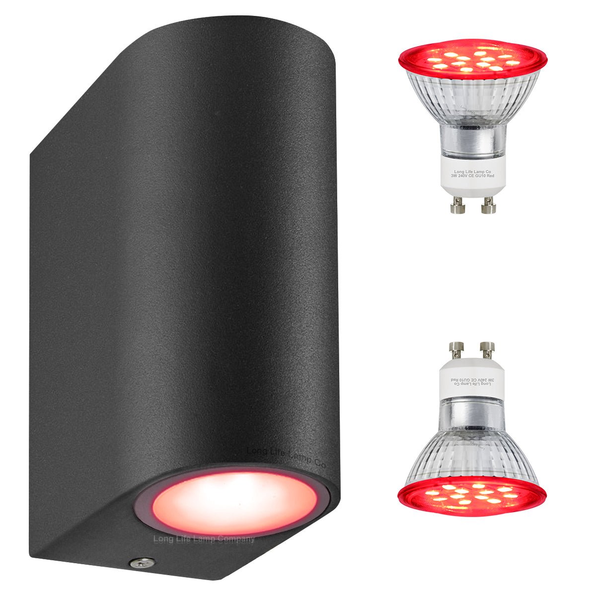 6w Red,Green, Blue Coloured LED Up Down Wall Light Black Body - Energy Light Bulbs - Free delivery on all orders