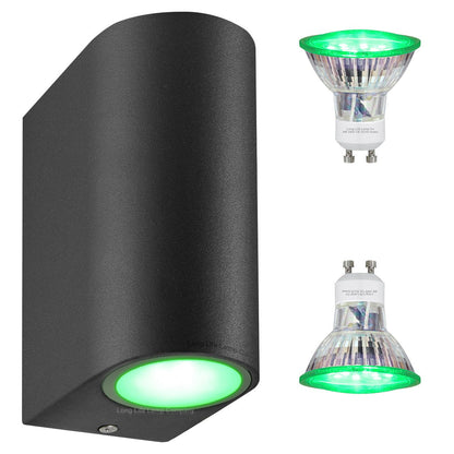 6w Red,Green, Blue Coloured LED Up Down Wall Light Black Body - Energy Light Bulbs - Free delivery on all orders