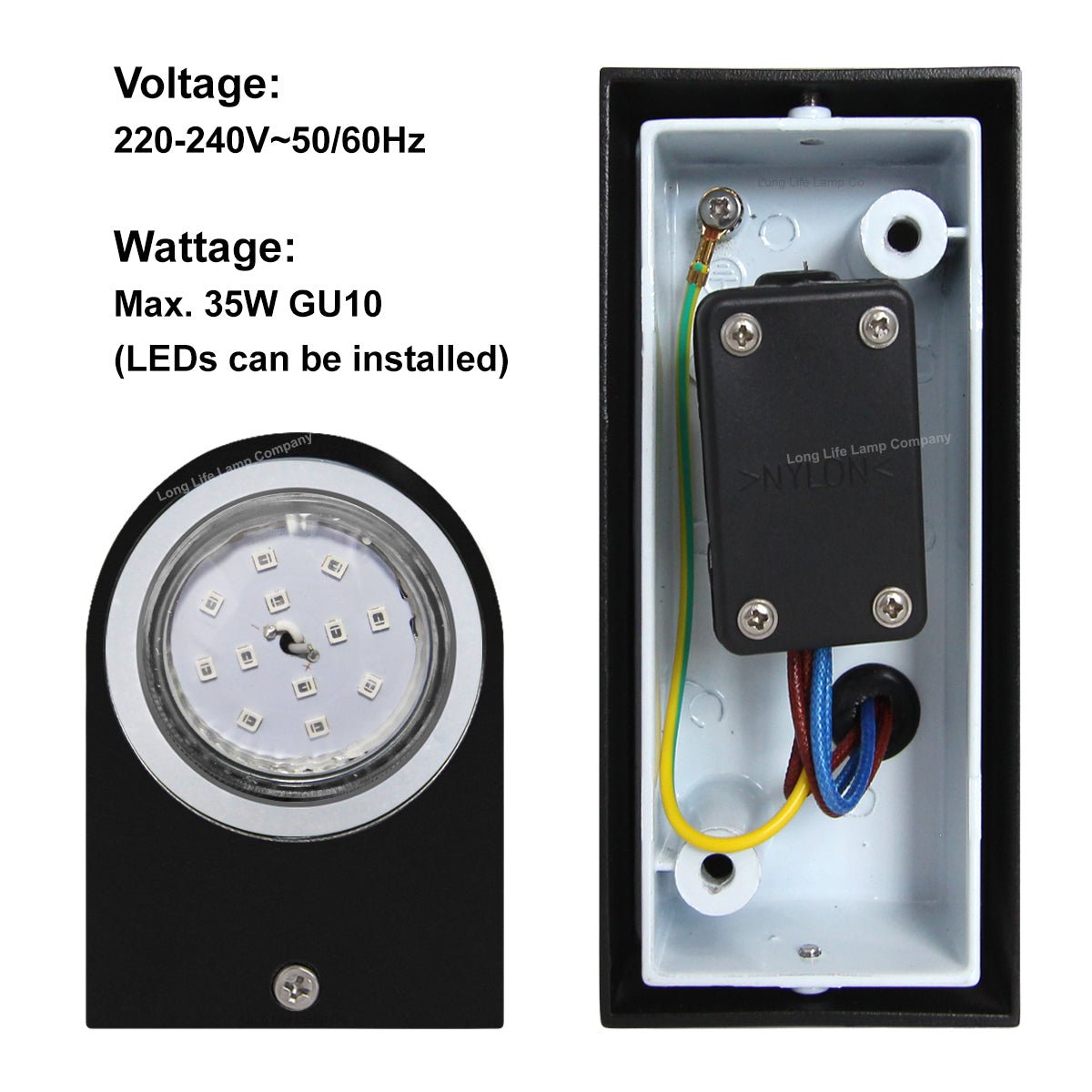 6w Red,Green, Blue Coloured LED Up Down Wall Light Black Body - Energy Light Bulbs - Free delivery on all orders