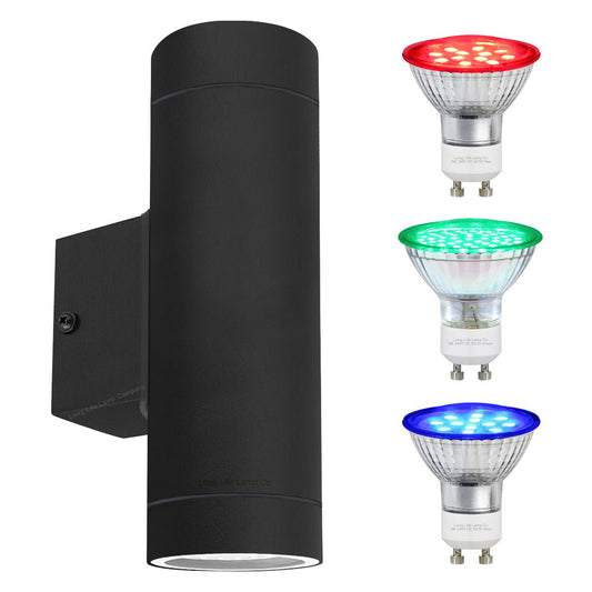 6w Red,Green, Blue Coloured LED Wall Light Black Body - Energy Light Bulbs - Free delivery on all orders