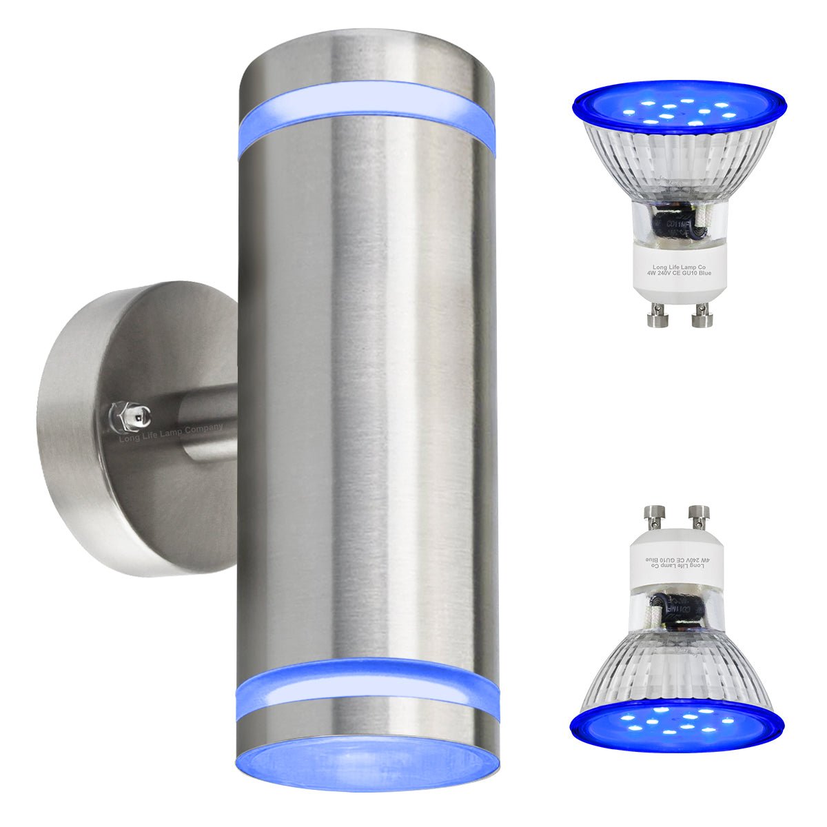 6w Red,Green, Blue Coloured LED Wall Light Stainless Steel - Energy Light Bulbs - Free delivery on all orders