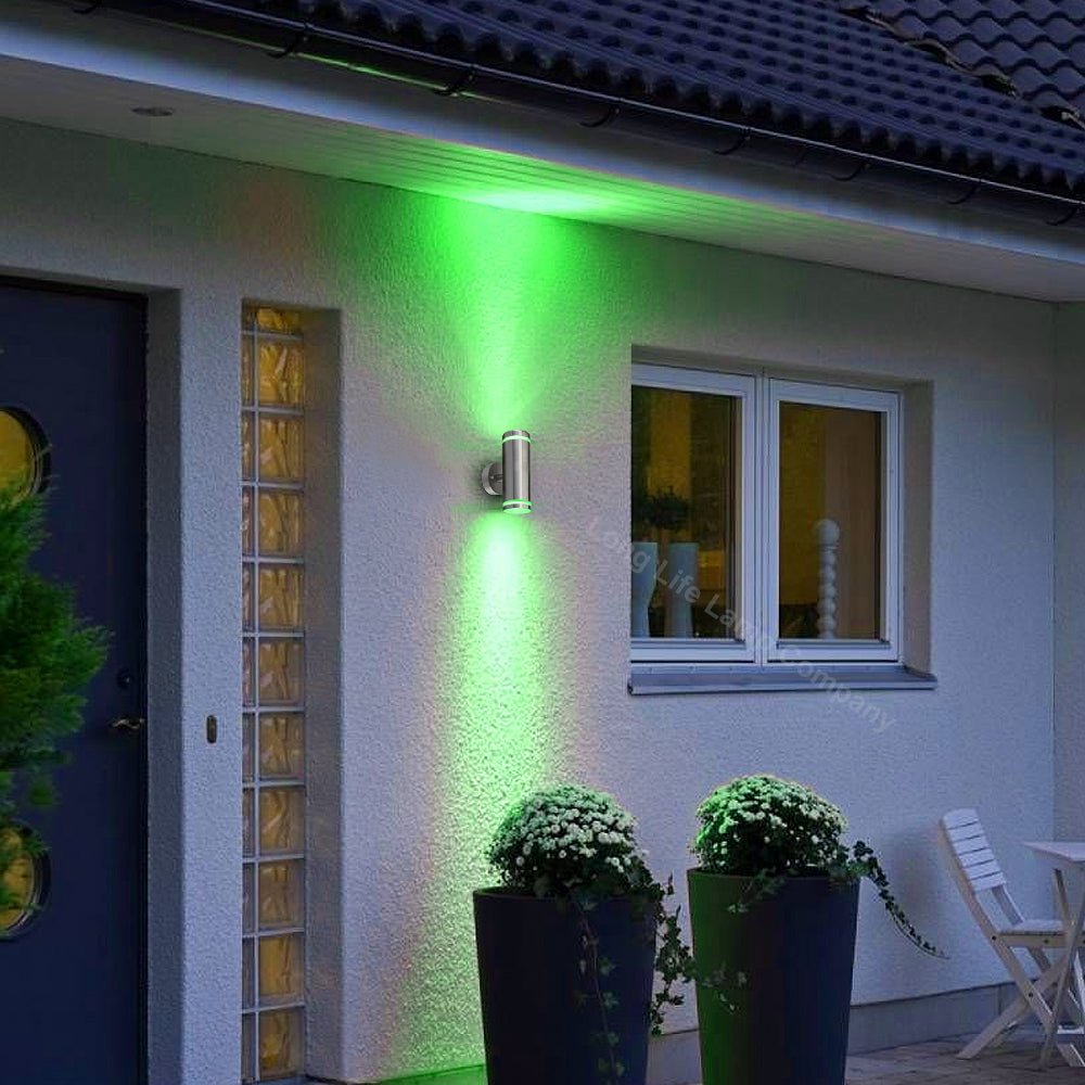 6w Red,Green, Blue Coloured LED Wall Light Stainless Steel - Energy Light Bulbs - Free delivery on all orders