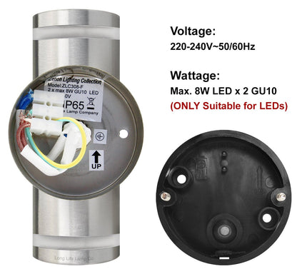 6w Red,Green, Blue Coloured LED Wall Light Stainless Steel - Energy Light Bulbs - Free delivery on all orders