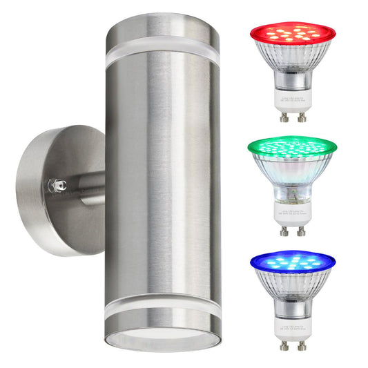 6w Red,Green, Blue Coloured LED Wall Light Stainless Steel - Energy Light Bulbs - Free delivery on all orders