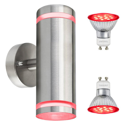 6w Red,Green, Blue Coloured LED Wall Light Stainless Steel - Energy Light Bulbs - Free delivery on all orders