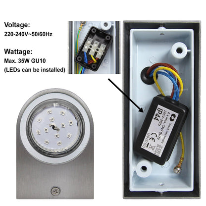 6w Red,Green, Blue Coloured Stainled Steel Wall Light - Energy Light Bulbs - Free delivery on all orders