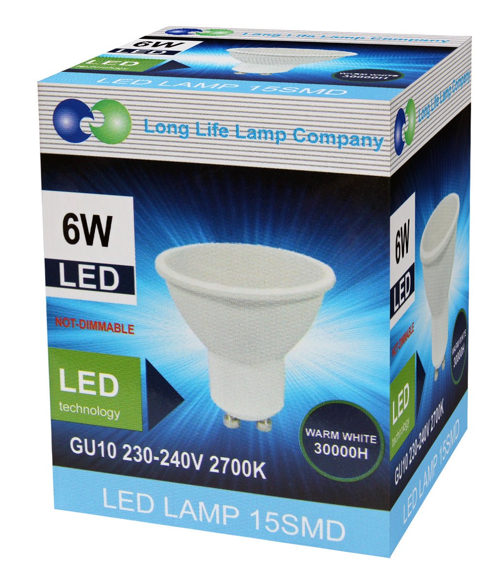 6w SMD LED GU10 50w brightness warm white - Energy Light Bulbs - Free delivery on all orders