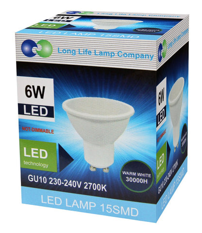 6w SMD LED GU10 50w brightness warm white - Energy Light Bulbs - Free delivery on all orders