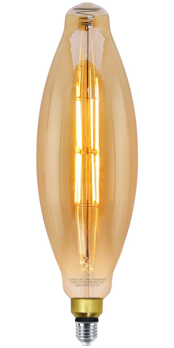 6w Tubular Antique Vintage LED Dimmable E27 Smoked Glass - Energy Light Bulbs - Free delivery on all orders