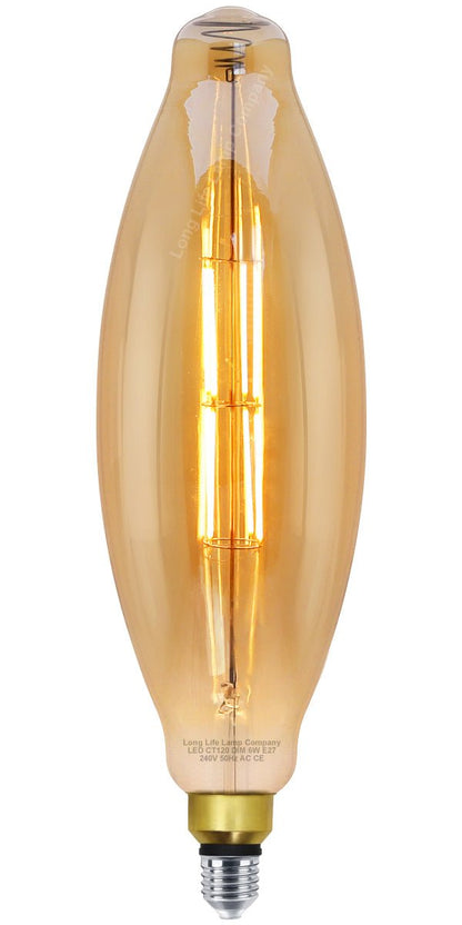 6w Tubular Antique Vintage LED Dimmable E27 Smoked Glass - Energy Light Bulbs - Free delivery on all orders