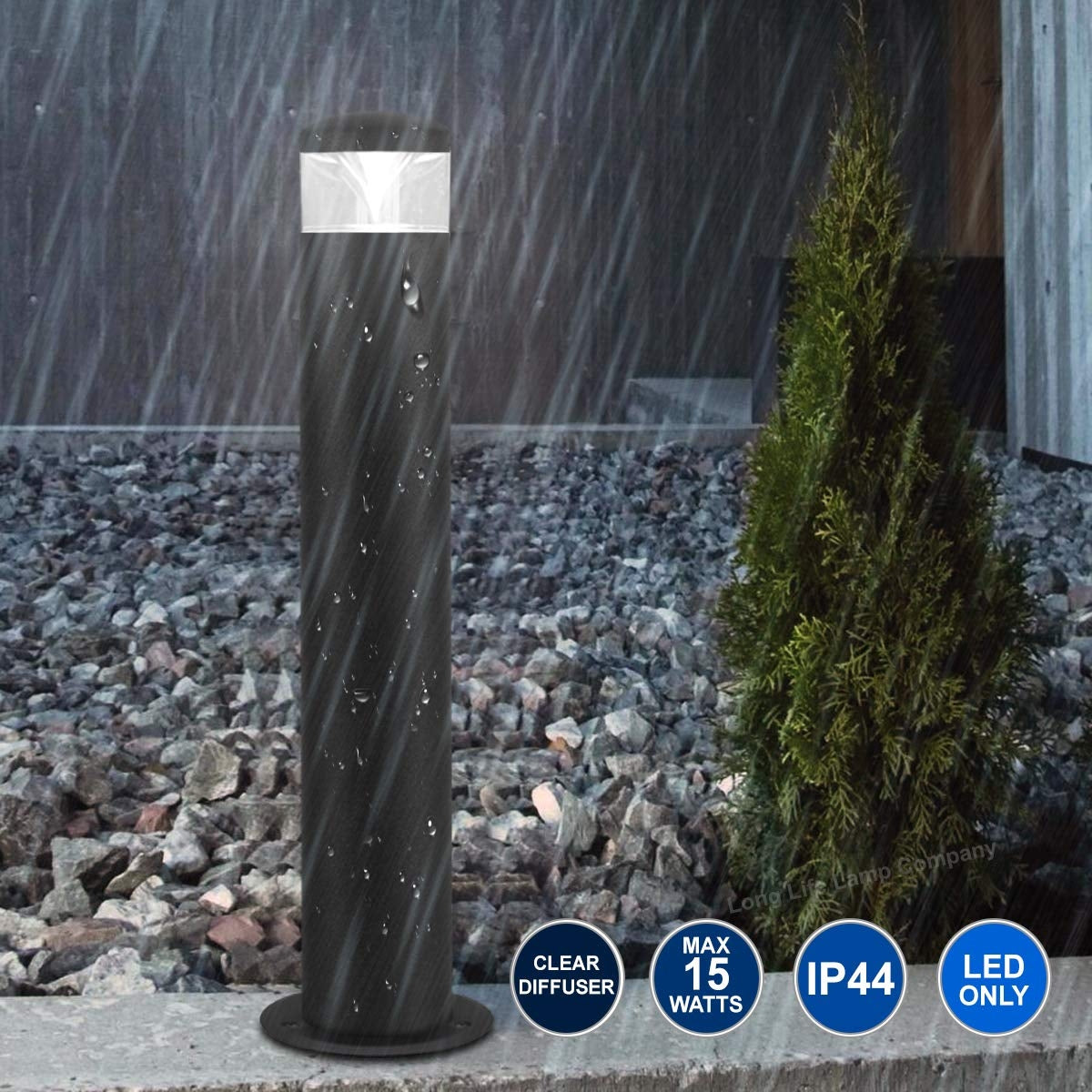 LED Black Bollard Outdoor Garden Light ZLC303K with 5w GU10 CW - Free delivery on all orders
