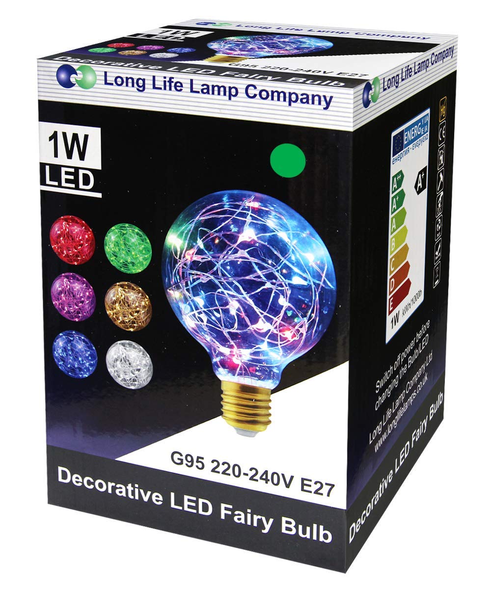 1w E27 LED Globe Decorative Light Bulb Green G95 - Free delivery on all orders