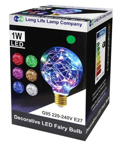 1w E27 LED Globe Decorative Light Bulb Green G95 - Free delivery on all orders