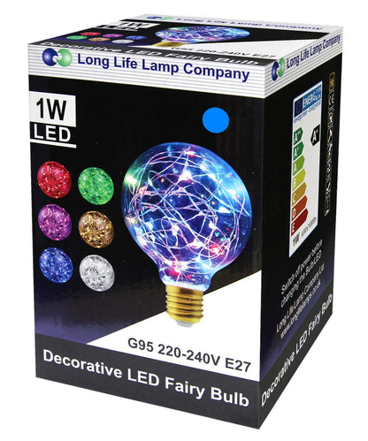 1w E27 LED Globe Decorative Light Bulb Blue G95 - Free delivery on all orders