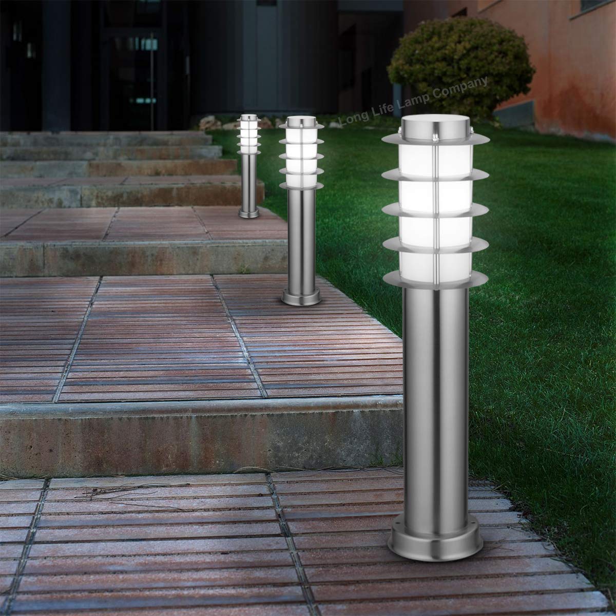 Modern Outdoor Bollard Light Stainless Steel Opaque Diffuser - Energy Light Bulbs - Free delivery on all orders