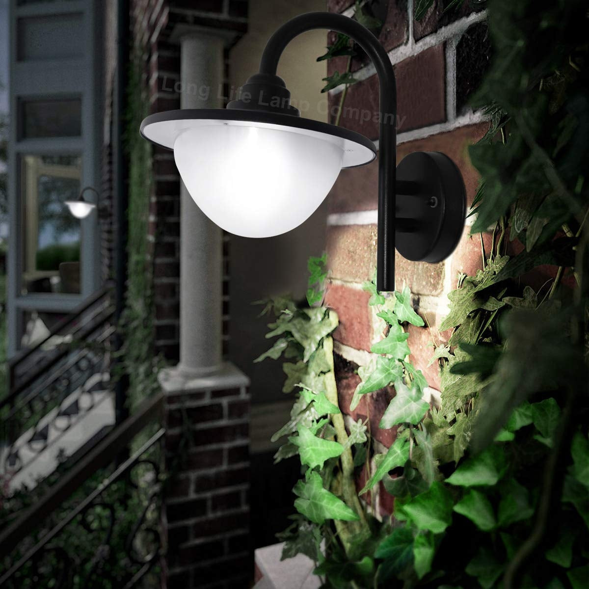 7W LED Outdoor Wall Light Lantern E27 Cool White IP44 Black - Free delivery on all orders