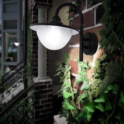7W LED Outdoor Wall Light Lantern E27 Cool White IP44 Black - Free delivery on all orders