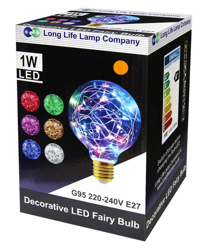 1w E27 LED Globe Decorative Light Bulb Warm White G95 - Free delivery on all orders