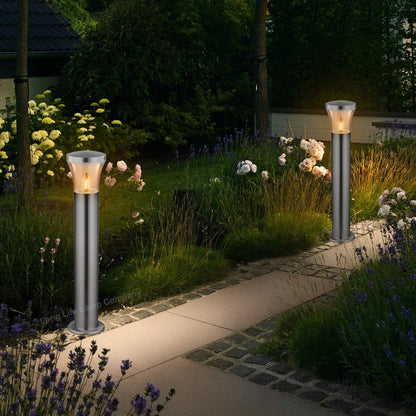 Modern LED Bollard Light Stainless ZLC310K with Warm White 5w E27 Clear Candle - Free delivery on all orders