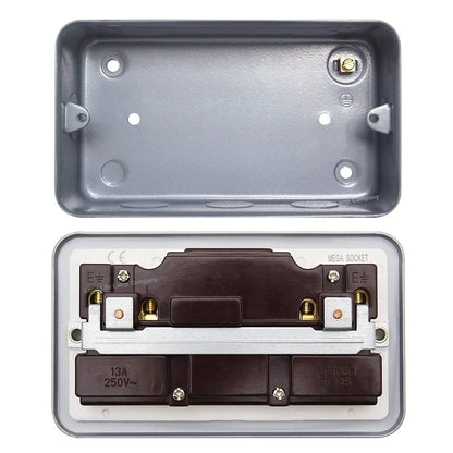 13 Amp Metal Clad Socket 2 Gang Switched Socket Outlet - Free delivery on all orders