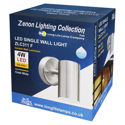 4W LED Outdoor Wall Light Cool White Stainless Steel IP44 - Free delivery on all orders