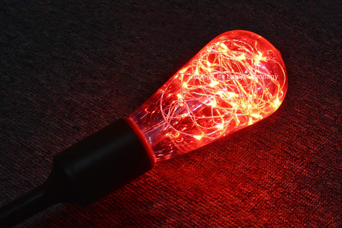 1w E27 ST58 LED Red Fairy String Filament Light Bulb - Free delivery on all orders