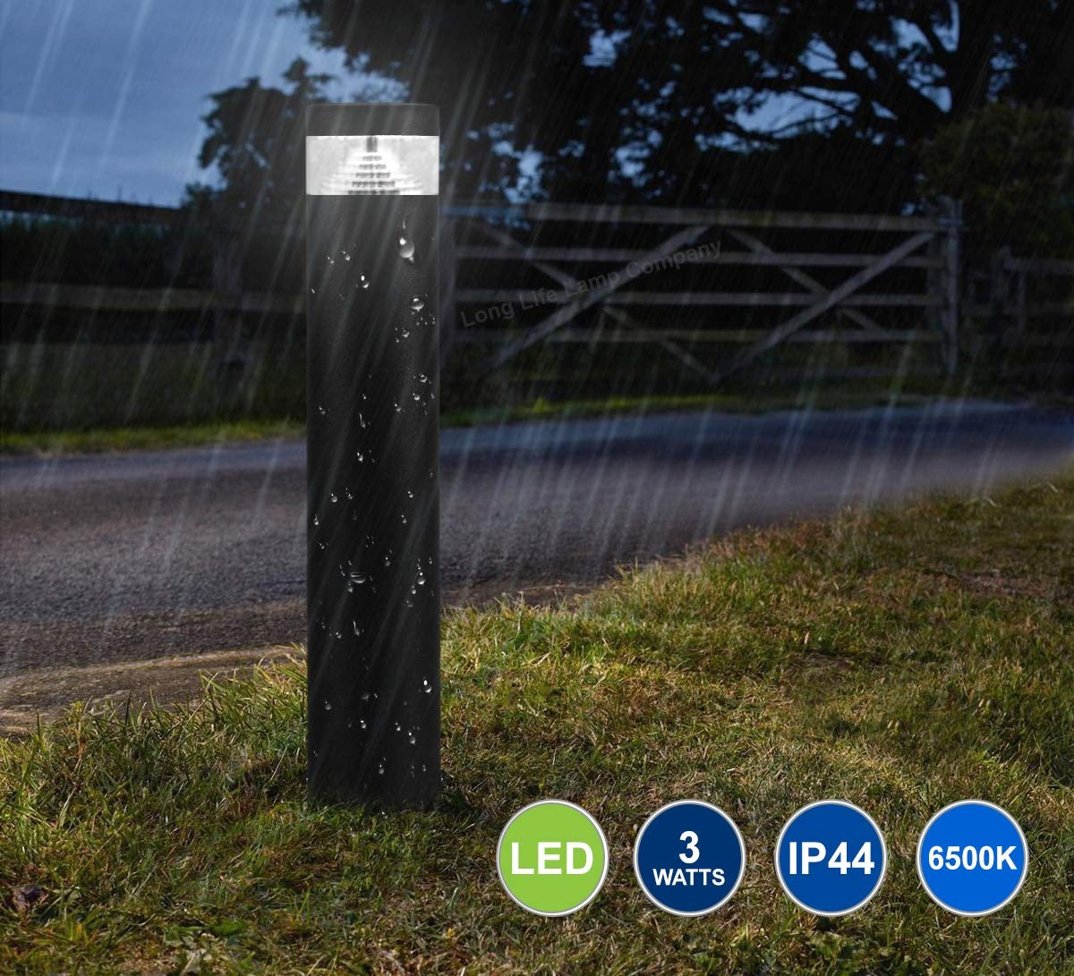 3w Black LED Bollard Post Ground Spike Light Cool White