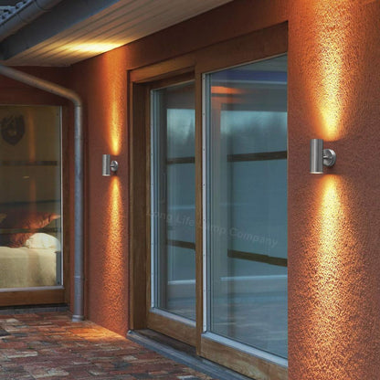 8W LED Double Outdoor Wall Light Stainless Steel Warm White
