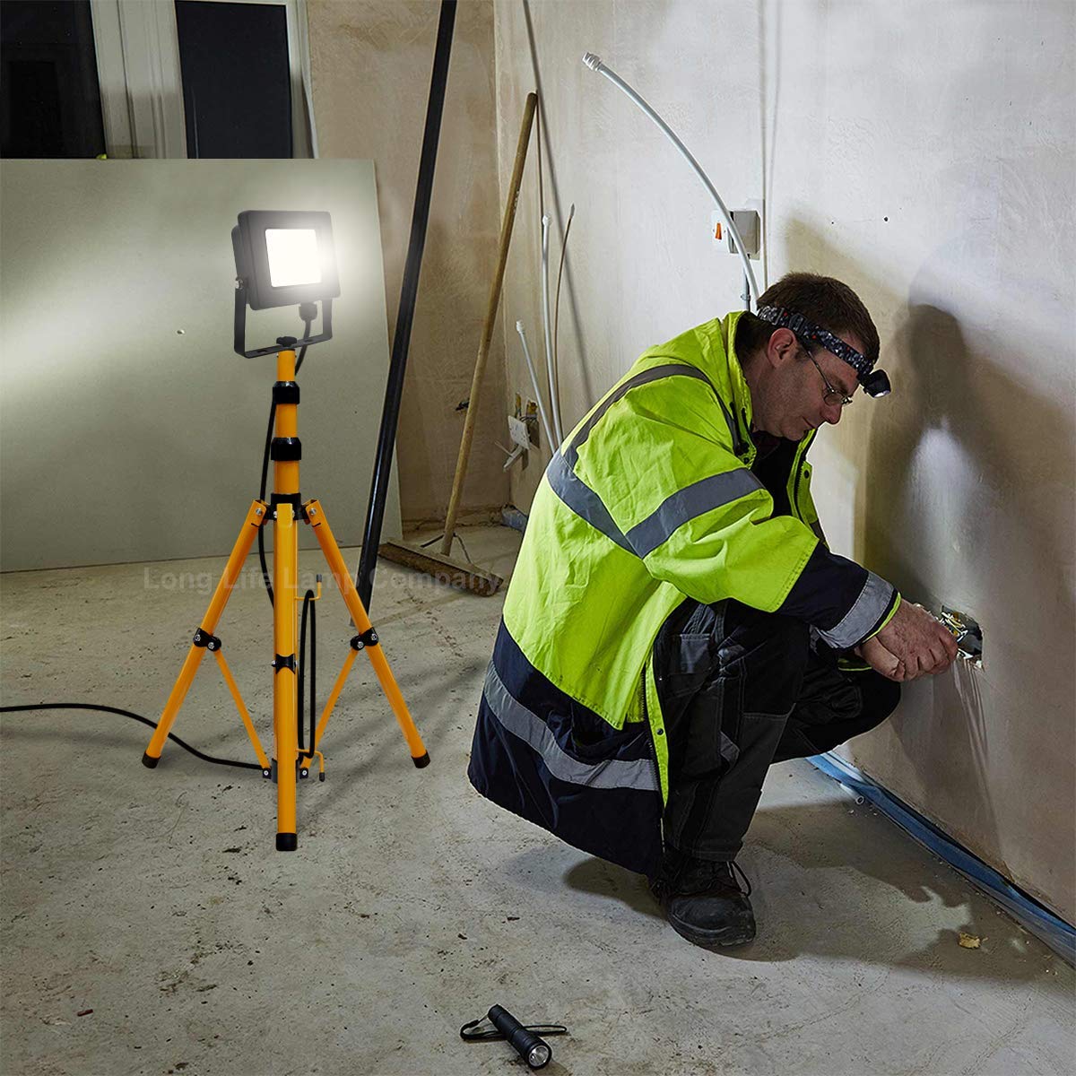Floodlight Tripod Stand for Job Site Lighting Single Head