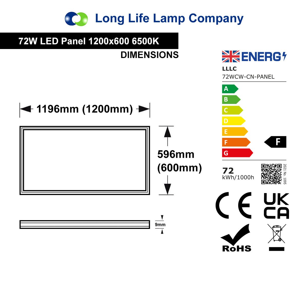 72w Cool White LED Ceiling Panel Light 1200 x 600 Flat Tile 6500k - Energy Light Bulbs - Free delivery on all orders