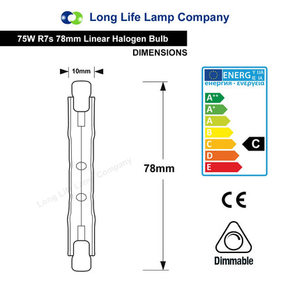 75w Halogen tube linear J78mm - Energy Light Bulbs - Free delivery on all orders