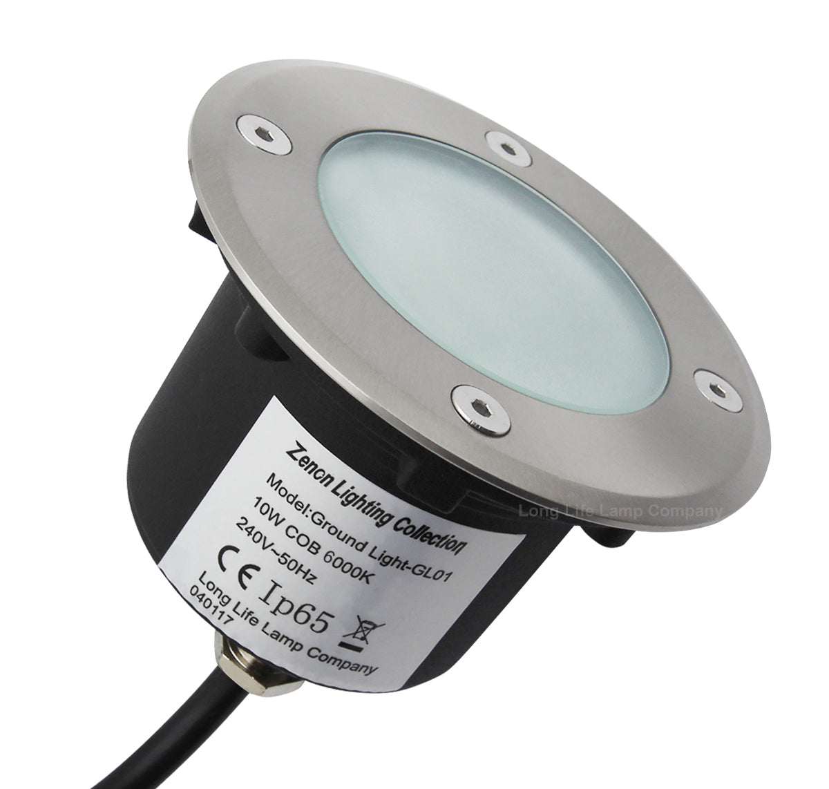 10w Outdoor Ground Walkover Light Round Cool White Brushed Chrome GL01CW