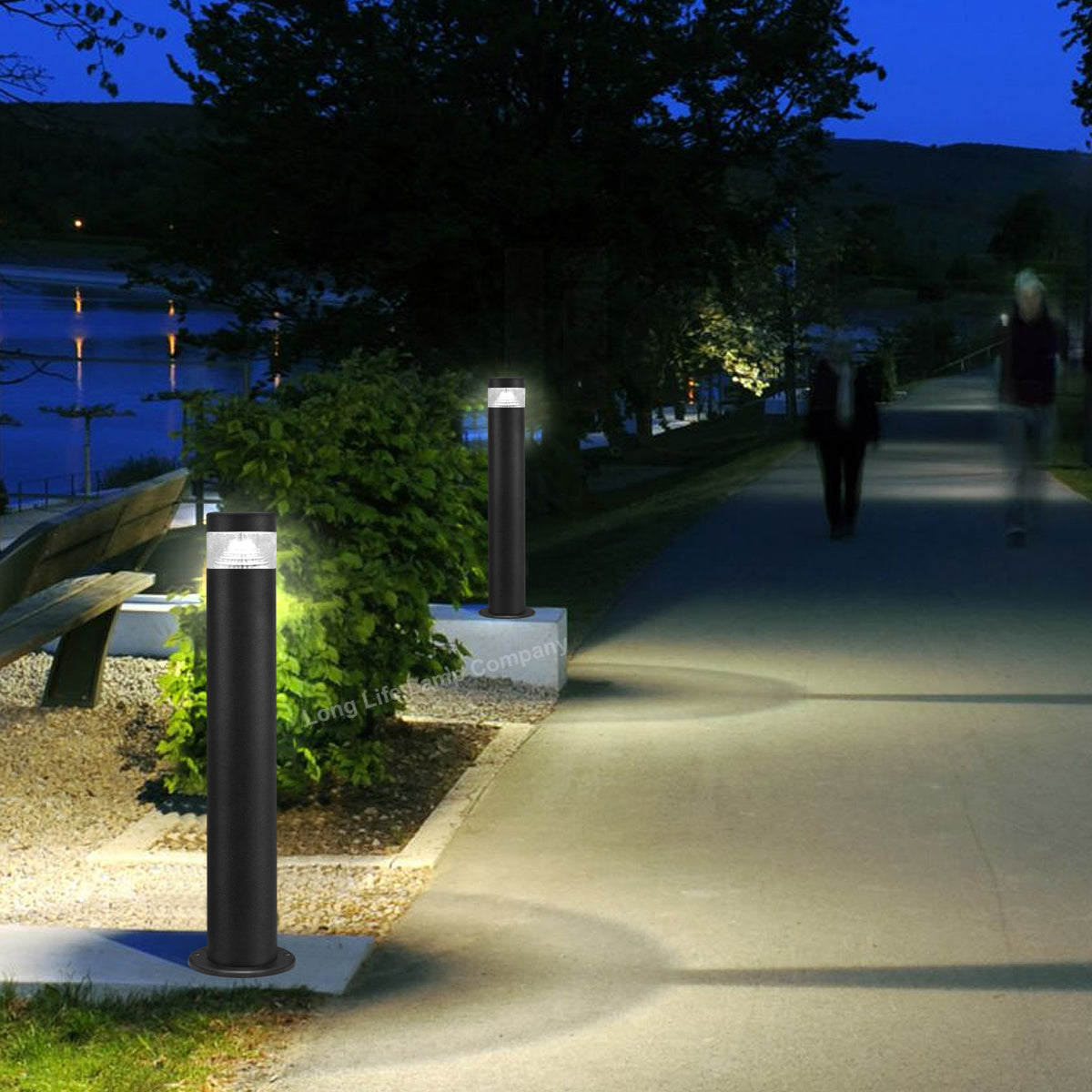 3w Modern Outdoor LED Cool White Bollard Light Stainless Steel Black Finish - Free delivery on all orders