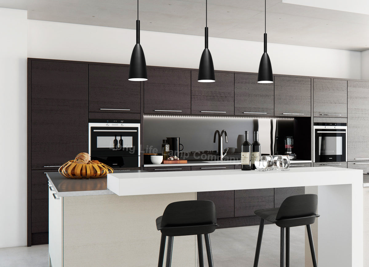 Modern Scone Ceiling Pendant Light Black Metal Slim Lampshade Contemporary M0128 with 7w E14 Candle CW - Free delivery on all orders
