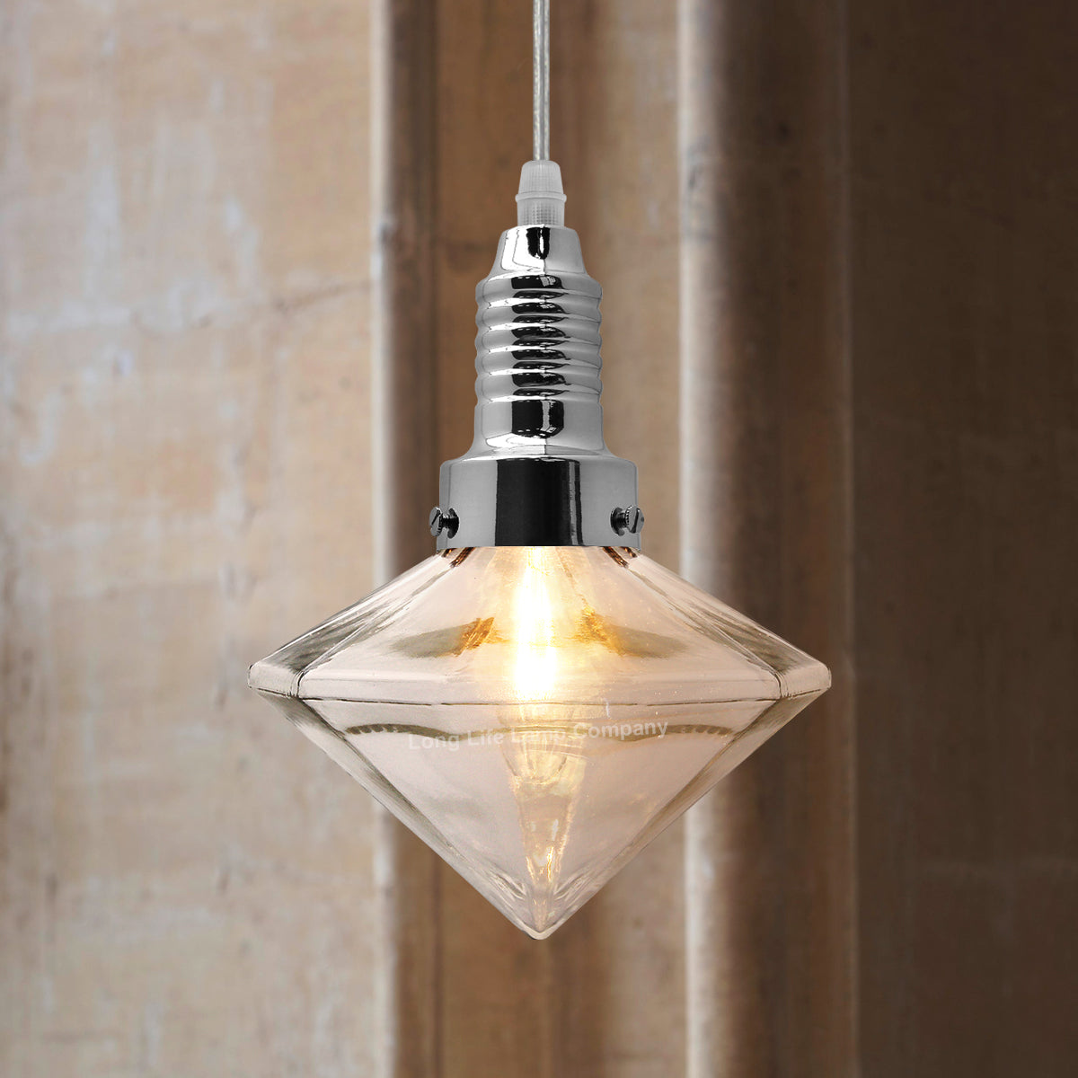 Retro Glass Diamond Shape Chrome Ceiling Pendant Light - Free delivery on all orders