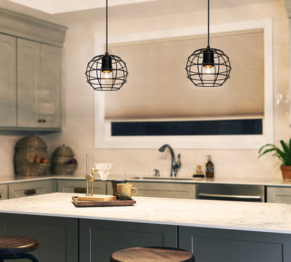 Wire Cage Globe Black Metal Pendant Light - Free delivery on all orders