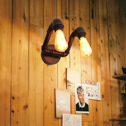 Twin Vintage Industrial Pipe Wall Light M0191P - Free delivery on all orders