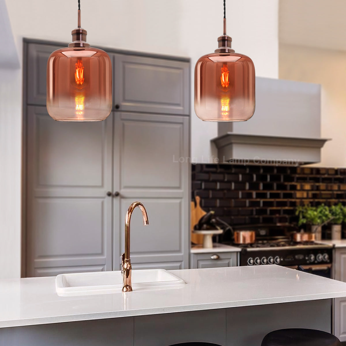 Modern Vintage Glass Copper Pendant Light M0201