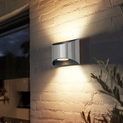 8W LED Outdoor Wall Light Warm White Stainless Steel IP54