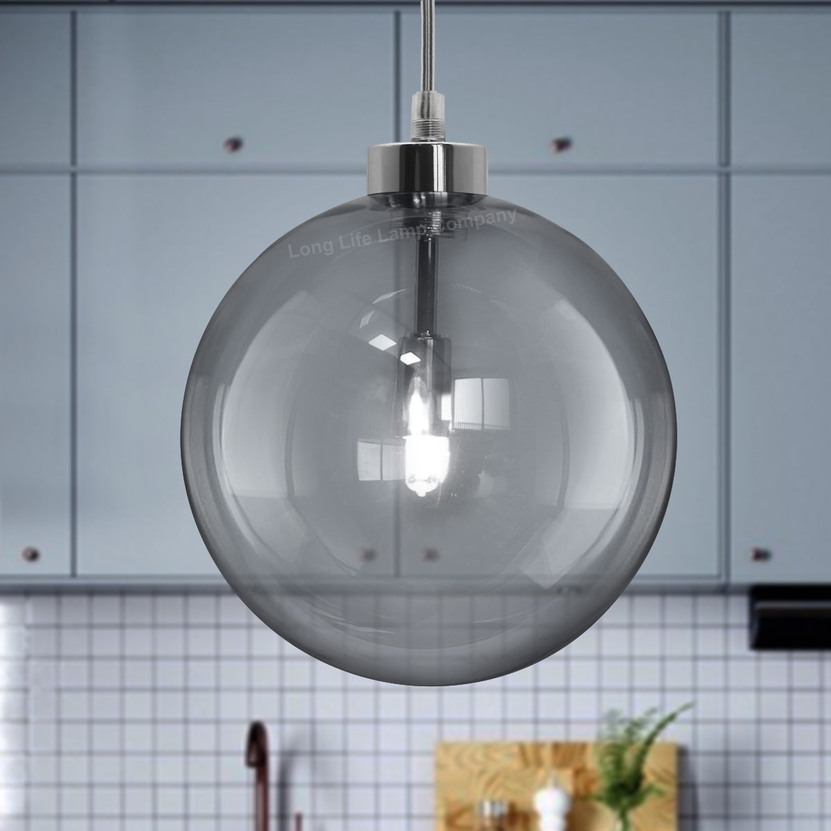 Modern Vintage Ceiling Smoked Grey Globe Pendant Light - Free delivery on all orders