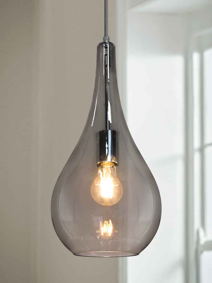 Modern Smoky Grey Glass Ceiling Pendant Light M0213