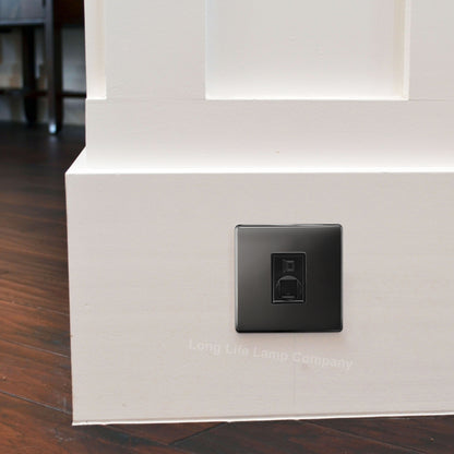 1 Gang Ethernet Port Data Socket CAT 5 Wall Plate Black Nickel Polished N442GME - Free delivery on all orders