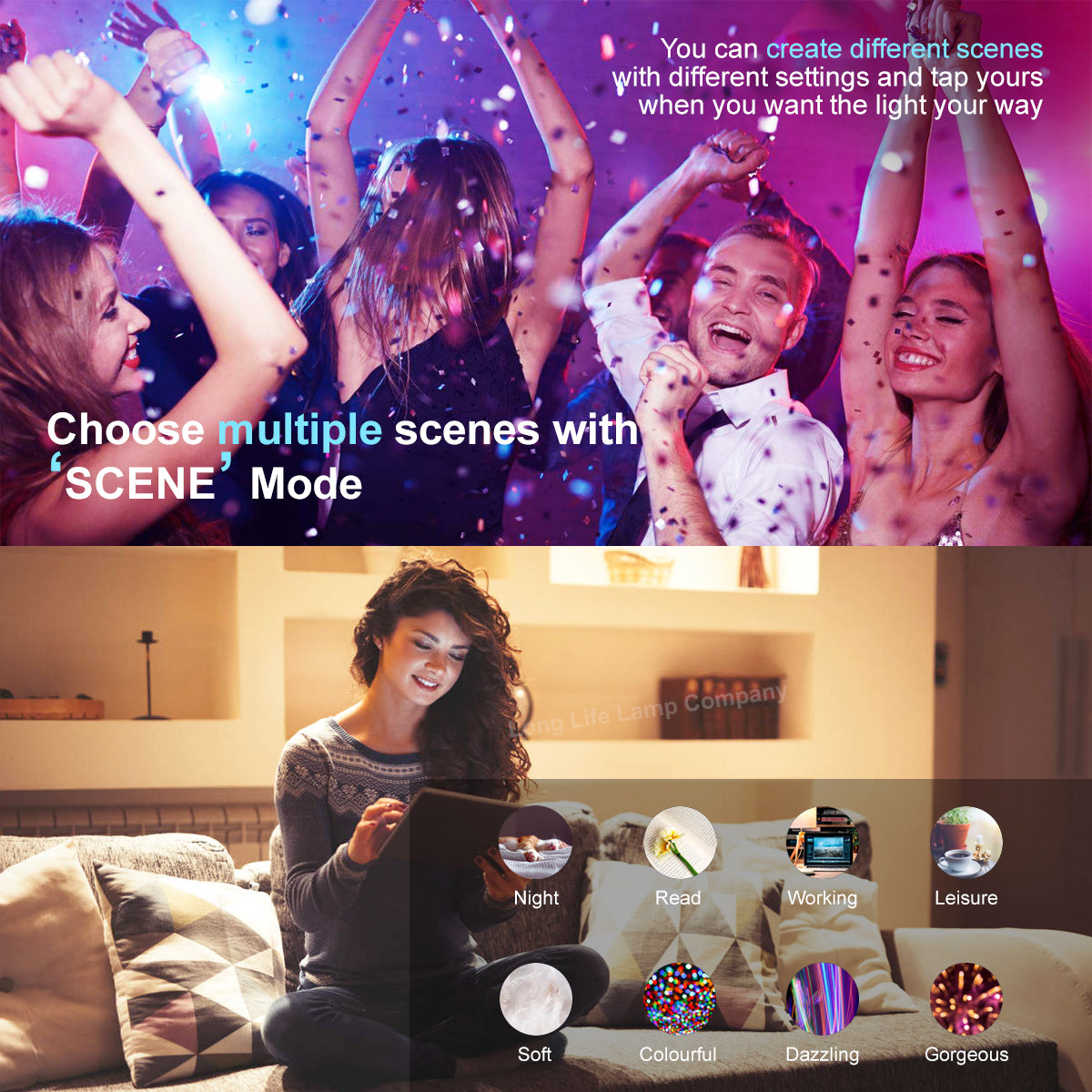10W B22 LED Smart WiFi Light Bulb Colour Changing Mood Lamp