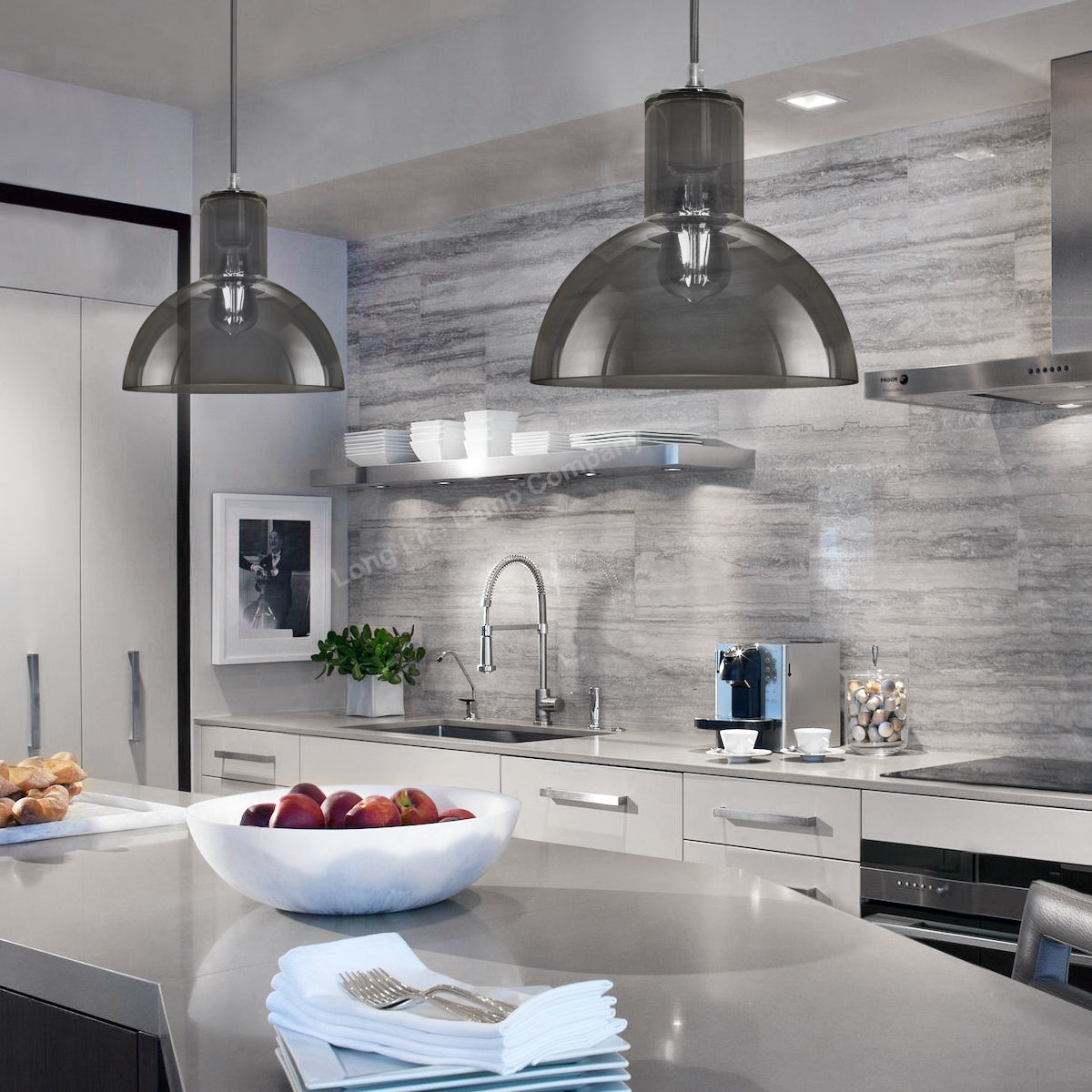 Modern Vintage Ceiling Smoked Grey Glass Pendant Lamp - Free delivery on all orders