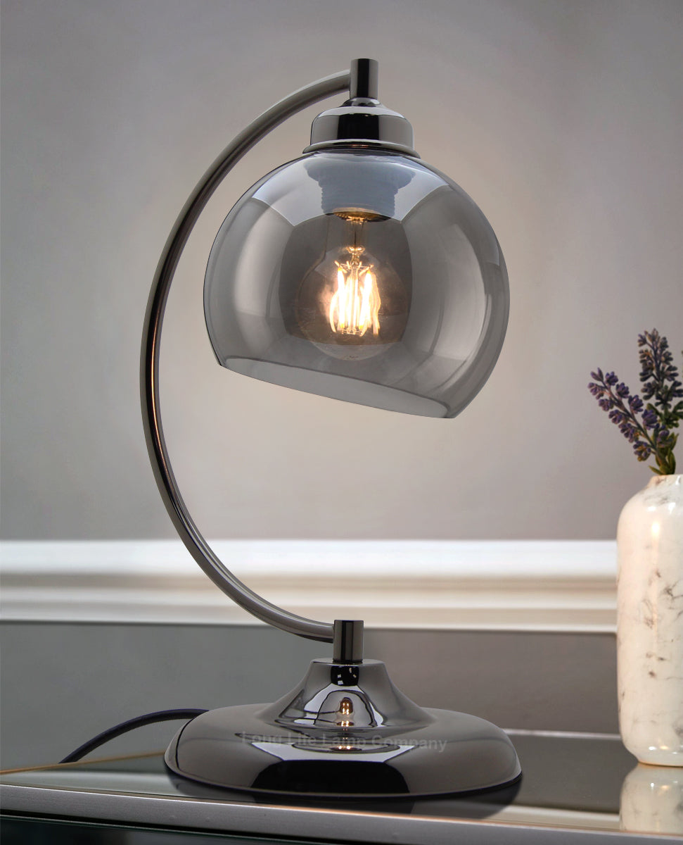 Modern Smoked Glass Globe Table Lamp - Free delivery on all orders