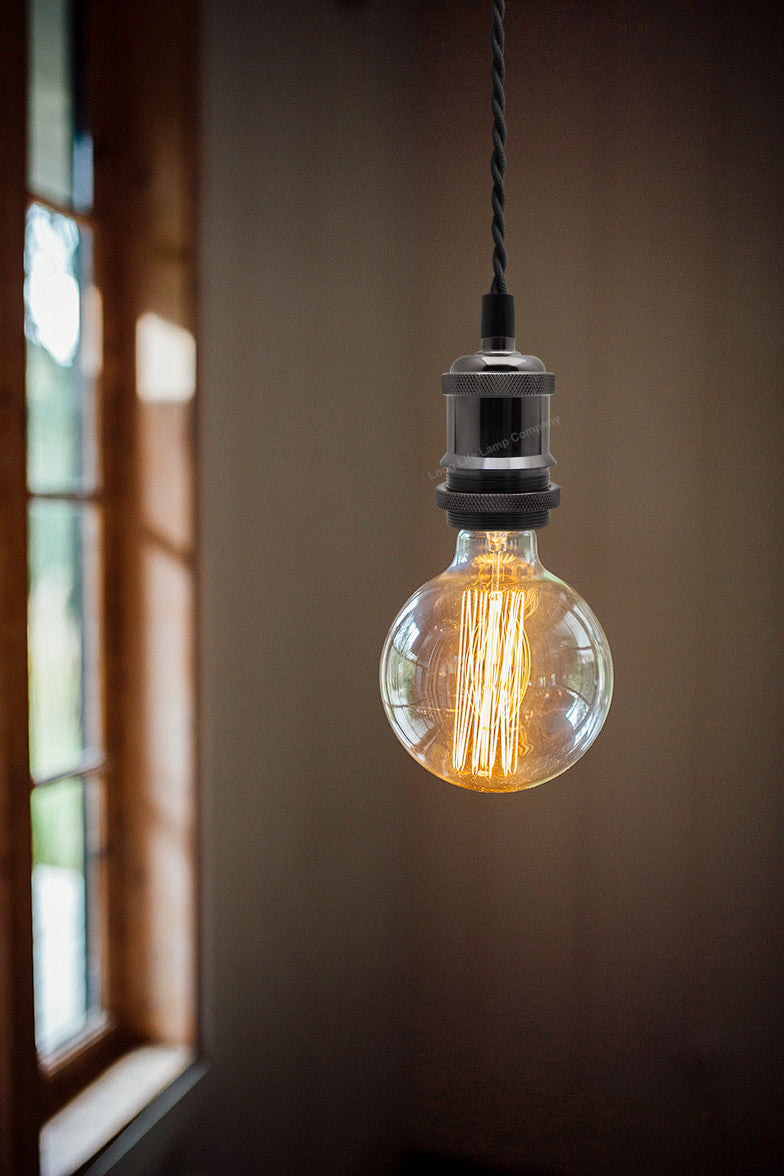 Industrial Vintage Ceiling Pendant Lamp Holder Black Nickel E27 Fitting M0219