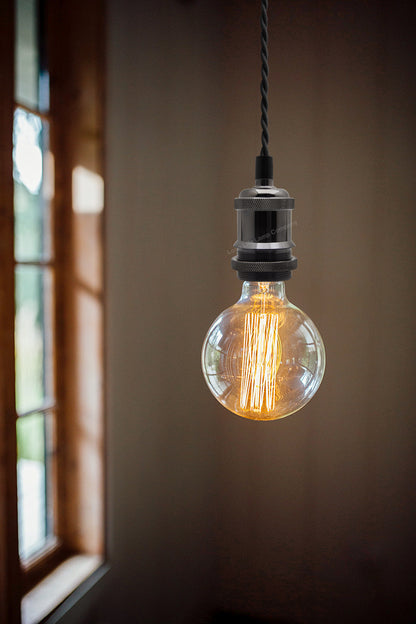 Industrial Vintage Ceiling Pendant Lamp Holder Black Nickel E27 Fitting M0219