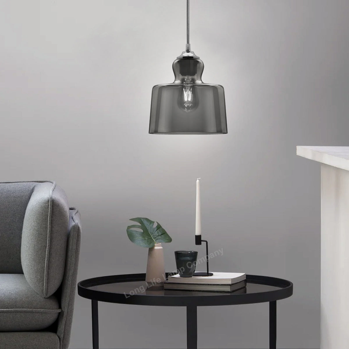 Modern Vintage Grey Smoked Glass Pendant Lamp - Free delivery on all orders